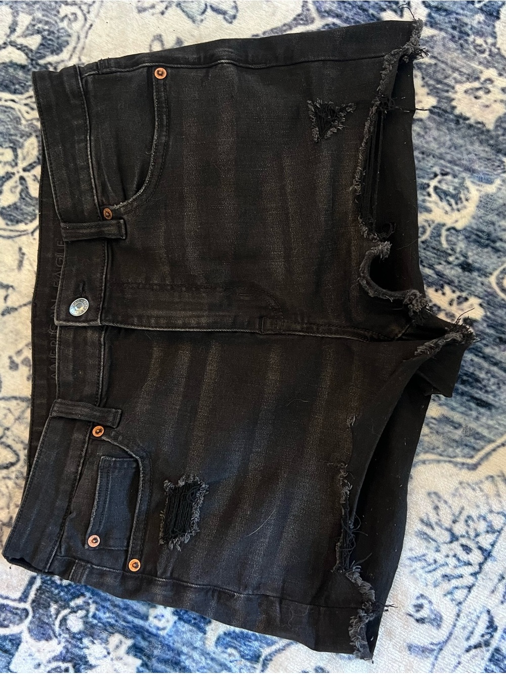 American Eagle Outfitters Black Distressed Denim Shorts